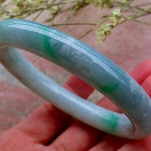 Certified Green 100% Natural A JADE Jadeite Bangle Bracelet 57mm 手镯 绿色 460793